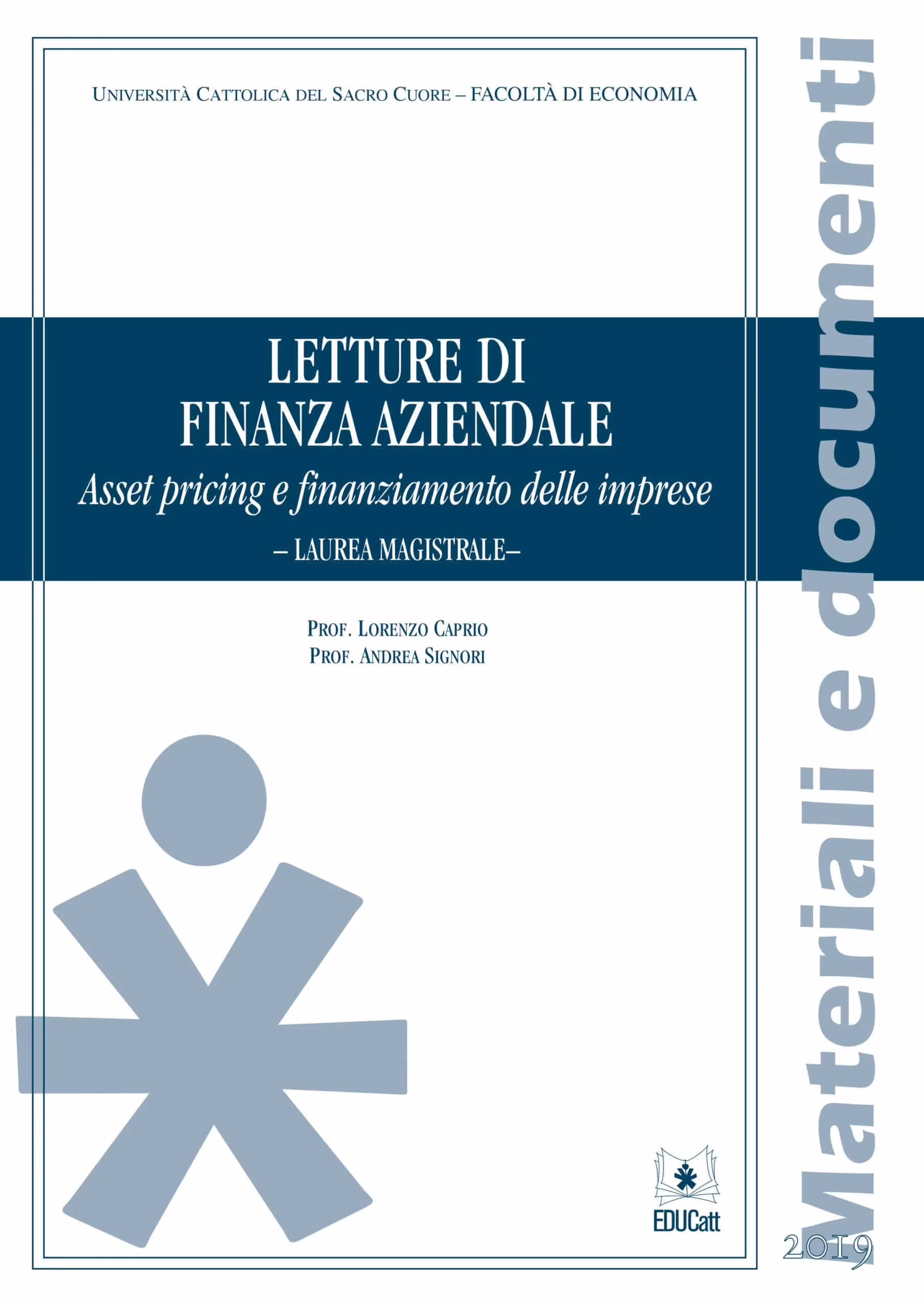 Copertina del libro Letture di Finanza Aziendale su asset pricing e finanziamento delle imprese, Università Cattolica.